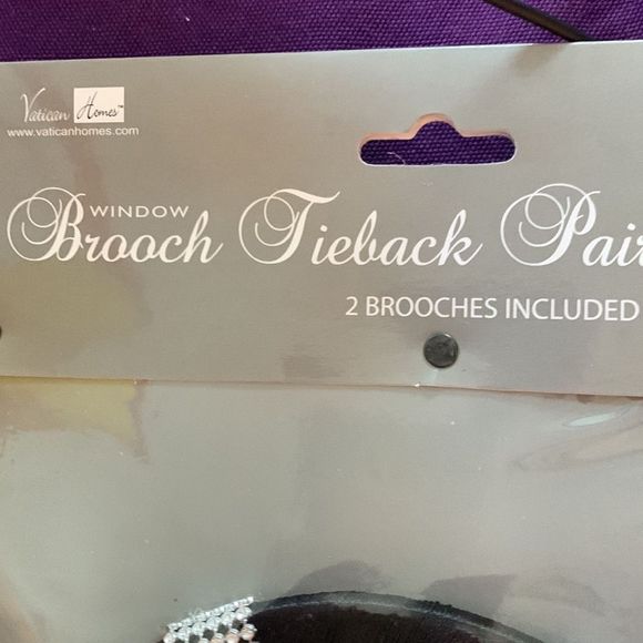 NWT Decorative Black with Silver Sparkle, Window Dressing Brooch Tiebacks - Picture 6 of 7